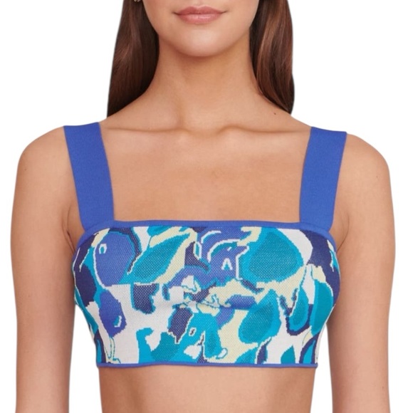 STAUD Tops - Staud Zola Knit Crop Top in Pacific Paradise SZ XL New